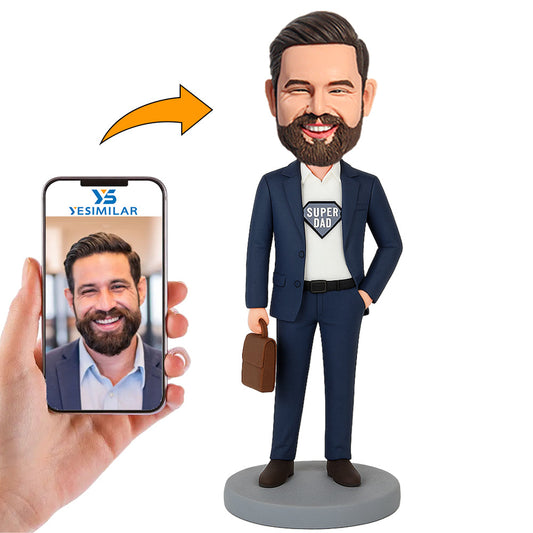 Handcraft Super Dad Boss Carrying Bag Custom Bobbleheads
