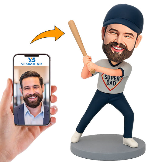 Handcraft Super Dad Plays Baseball Custom Bobbleheads