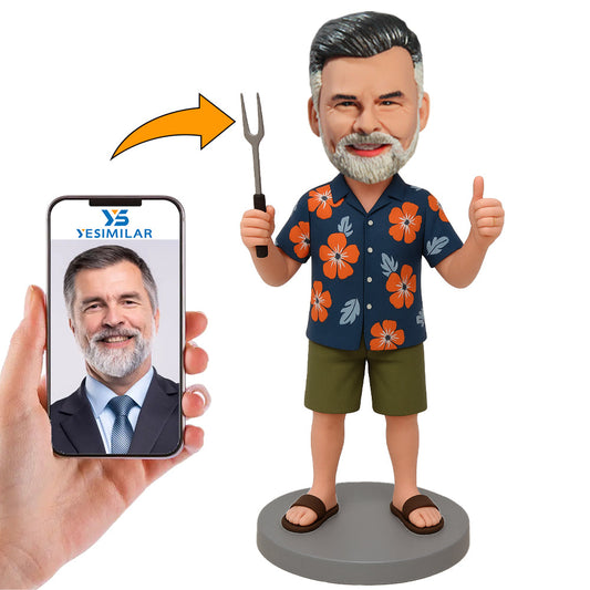 Handcraft Man Holding Fork Custom Bobbleheads