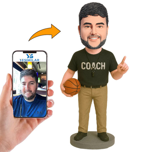 Black Shirt Basketball Coach Custom Bobbleheads