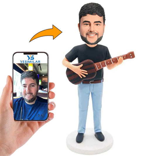Male Playing Ukulele Custom Bobbleheads