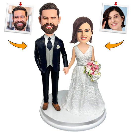 Happy Wedding Couple Custom Bobbleheads