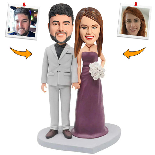 Sweet Couple in Wedding Dress Custom Bobbleheads