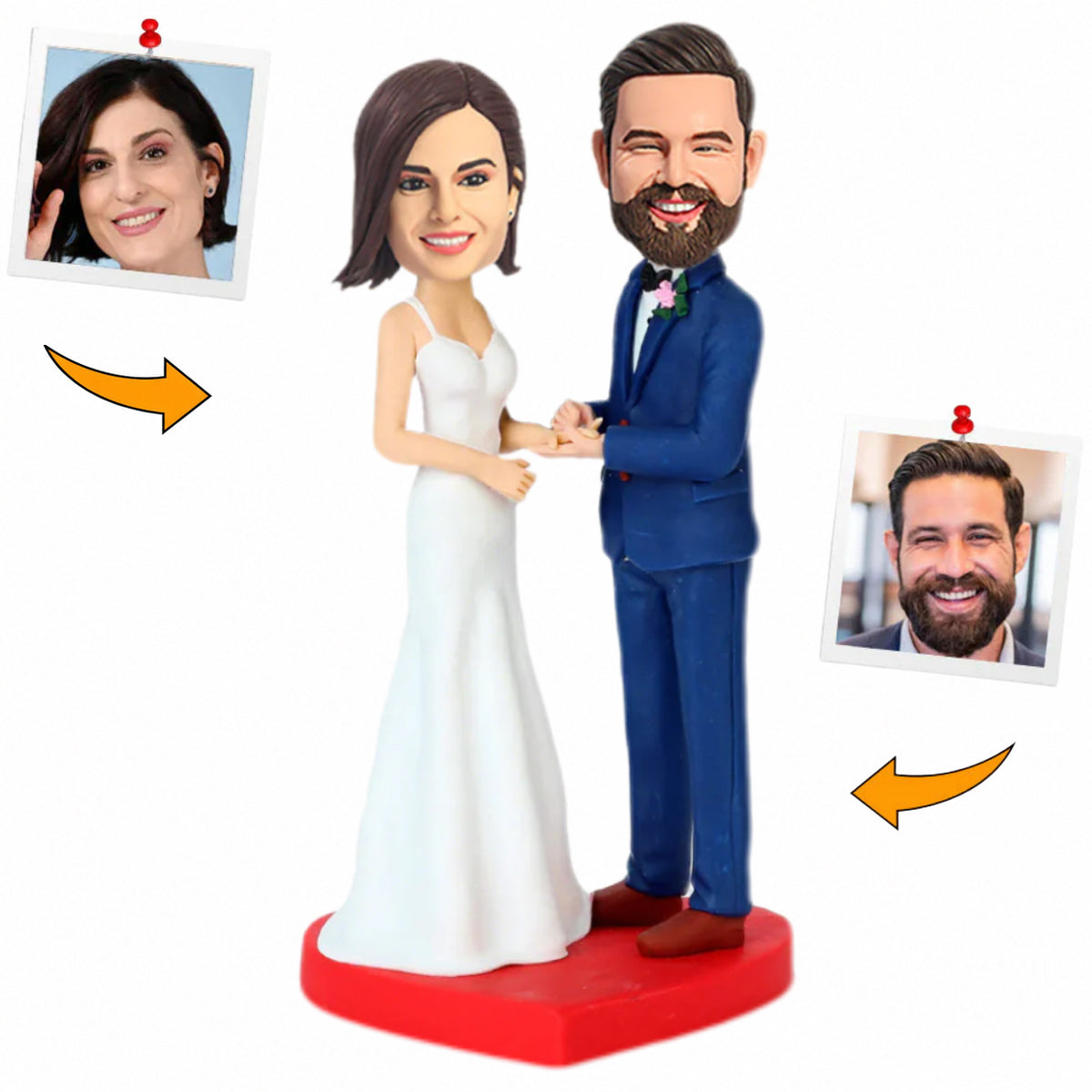 Wearing Wedding Rings Couple Custom Bobbleheads