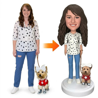Fully Custom 1-Person & Dog Memorial Bobblehead