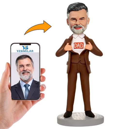 Business Dad in Brown Suit Custom Bobbleheads