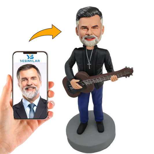Passionate Male Guitarist Custom Bobbleheads