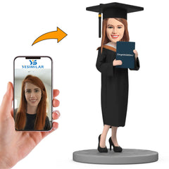 Handicraft Graduation Girl Holding Her Diploma Custom Bobbleheads