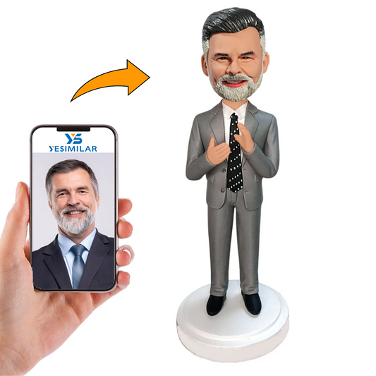Gray Suit Business Man Boss Custom Bobbleheads Handcraft Gifts