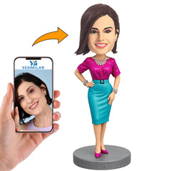 Handcraft Purple Clothes Modern Female Custom Bobbleheads