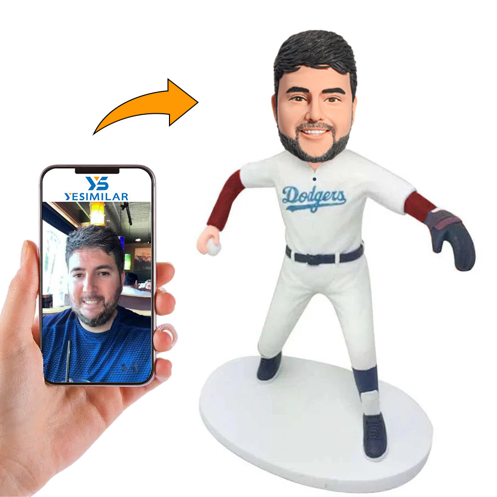 Male Baseball Player with Ball Custom Bobbleheads
