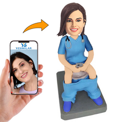 Nurse Sitting on Toilet Custom Bobbleheads