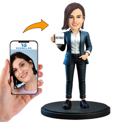 Female Boss Holding Retired Cup Custom Bobbleheads