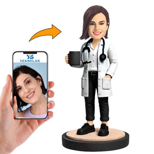 Female Doctor Holding Cup Custom Bobbleheads