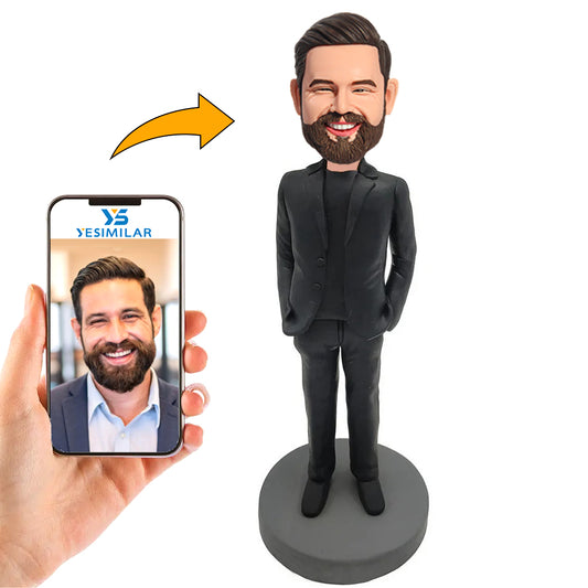 Cool Balck Suit Business Man Custom Bobbleheads