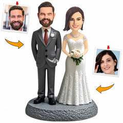 Handcraft Wedding Happy Couple Custom Bobbleheads Cake Topper