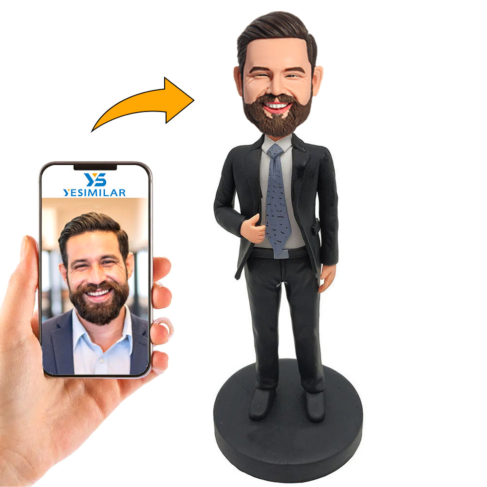 Blue Tie Business Man Custom Bobbleheads