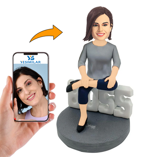 Business Woman Sitting on BOSS Custom Bobbleheads