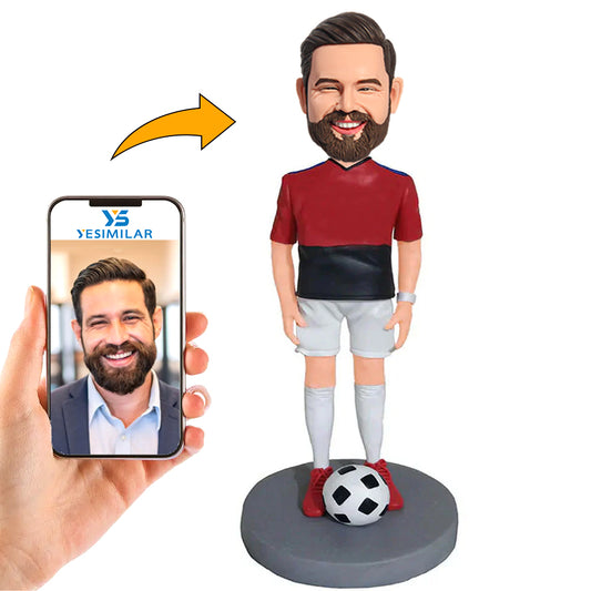 Soccer Player in Red Sportswear Custom Bobbleheads