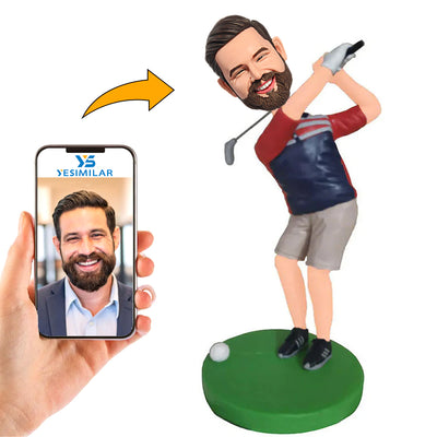 Custom Golf Man in Grey Shorts Bobblehead