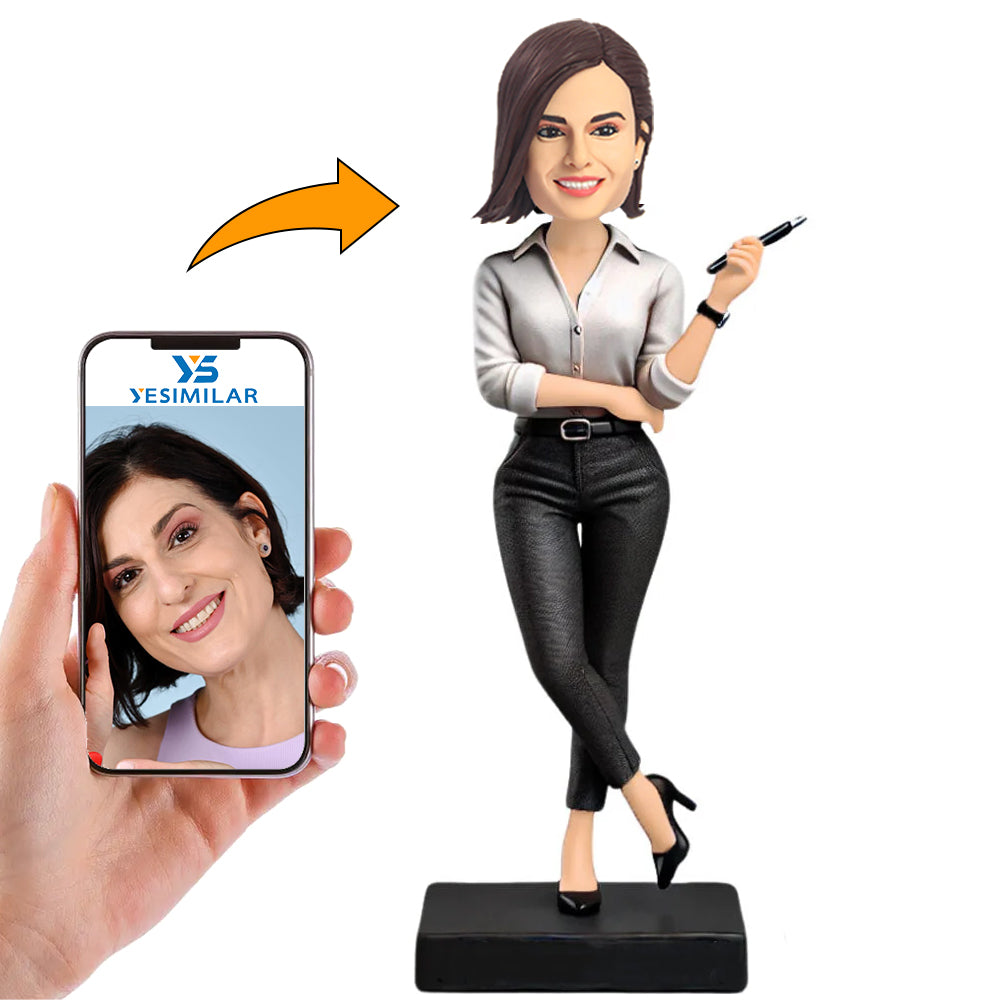 Black Pants Business Woman Custom Bobbleheads