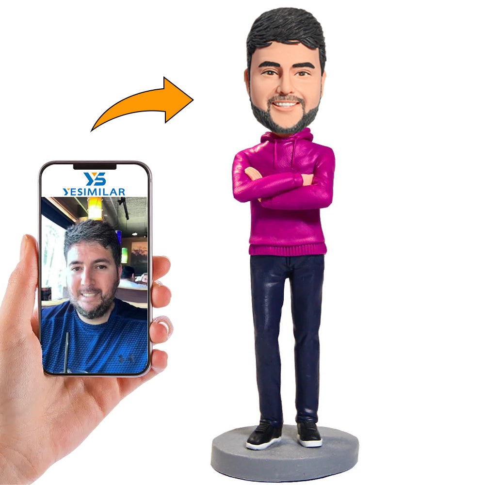 Casual Purple Hoodie Male Custom Bobbleheads