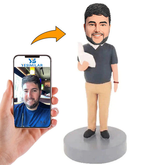 Professor Male Teacher Holding a Book Custom Bobbleheads