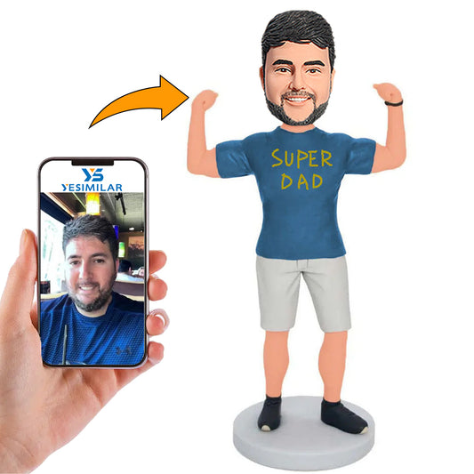 Super Dad Muscle Fitness Man Custom Bobbleheads