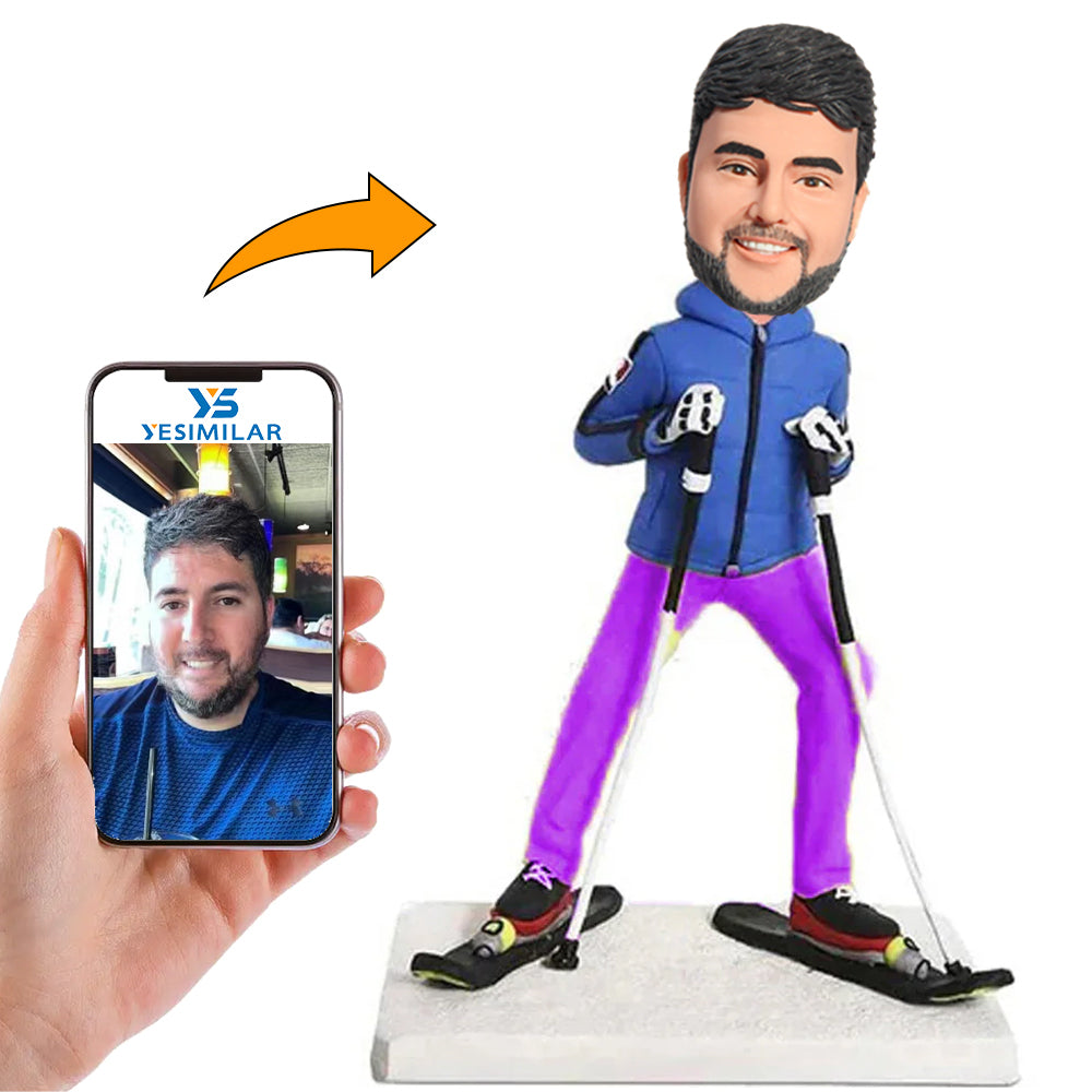Man in Skiing Pose Custom Bobbleheads