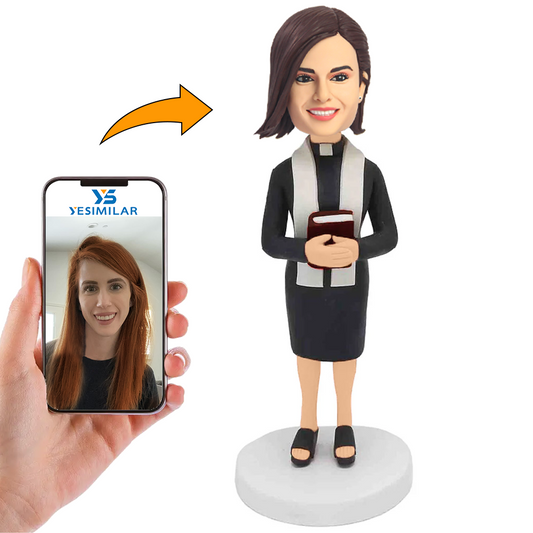Woman Wearing White Scarf Custom Bobbleheads