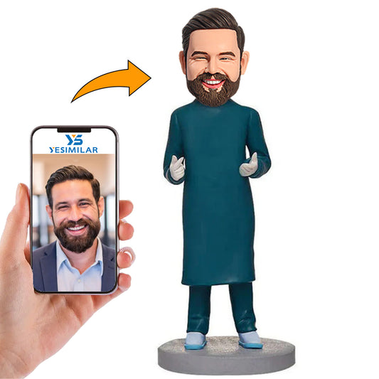Male Doctor in Surgical Gown Custom Bobbleheads