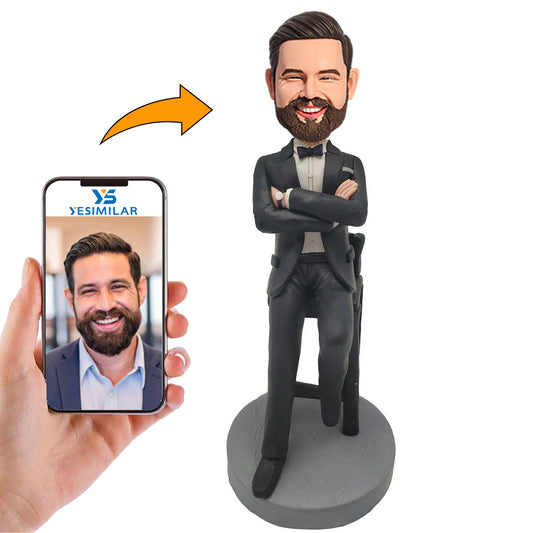 Cool Business Man in White Shirt Custom Bobbleheads