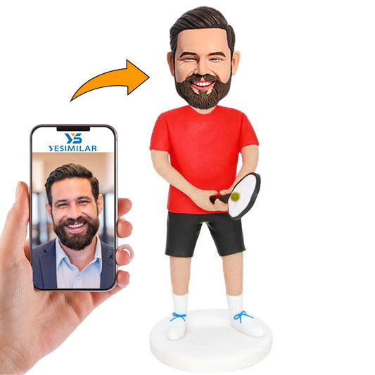 Black Pants Male Tennis Player Custom Bobbleheads