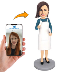 Woman Wearing White Apron Custom Bobbleheads