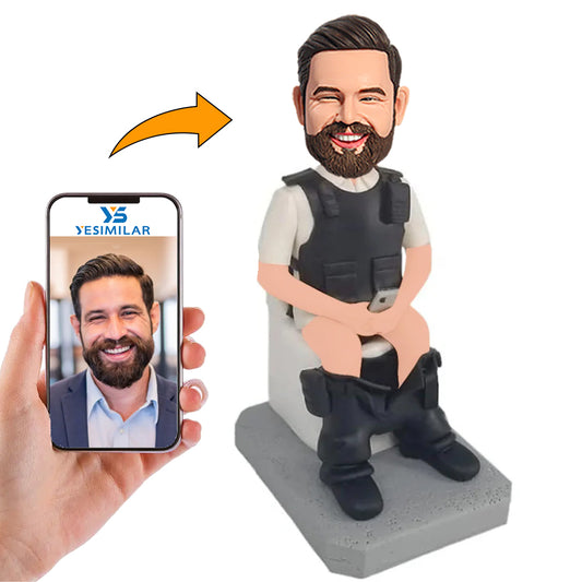 Police Sitting on the Toilet Custom Bobbleheads