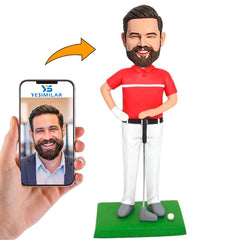 Red Shirt Golfer Custom Bobbleheads Personalized Gifts