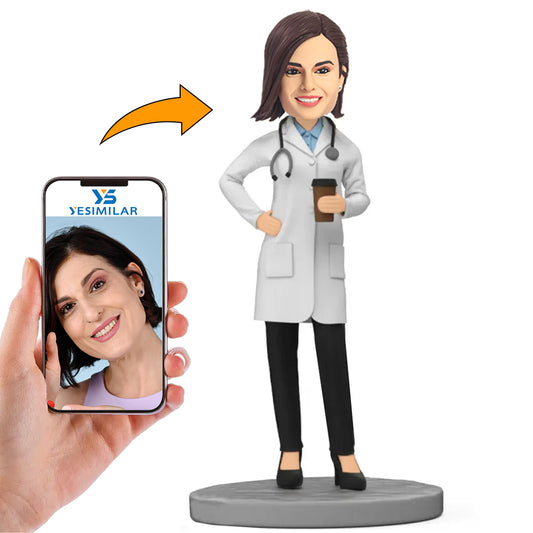 Female Doctor Holding Coffee Custom Bobbleheads