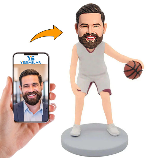 White Suit Basketball Player Custom Bobbleheads