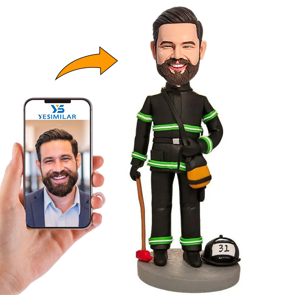 Firefighter with Helmet Custom Bobbleheads