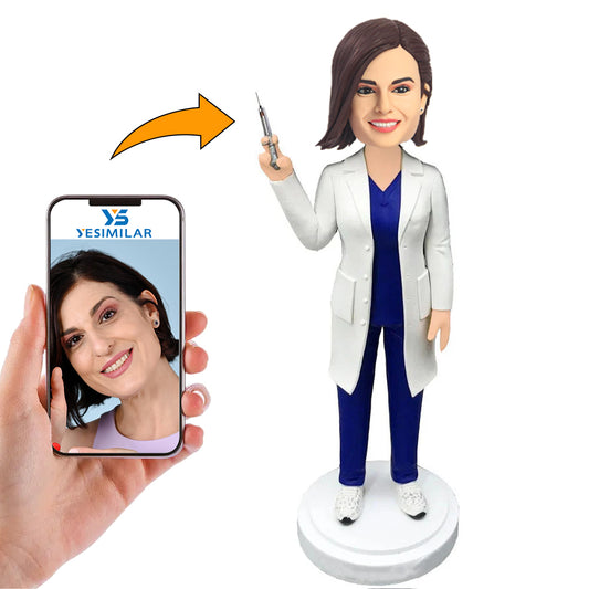 Female Doctor Get a Syringe Custom Bobbleheads