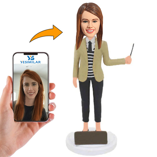 Female Teacher Wearing Black Pants Custom Bobbleheads