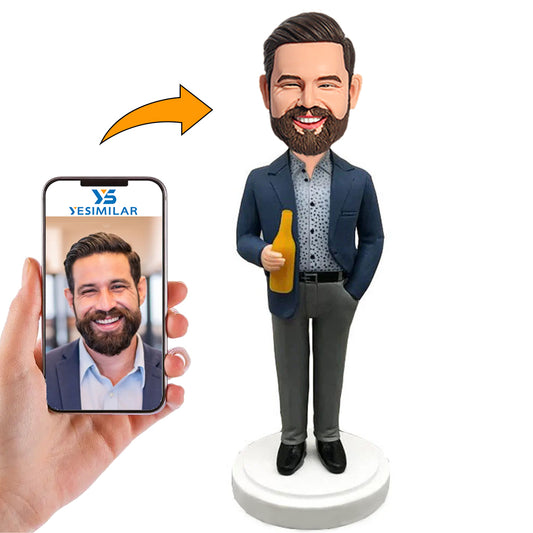 Business Man Holding Beer Custom Bobbleheads