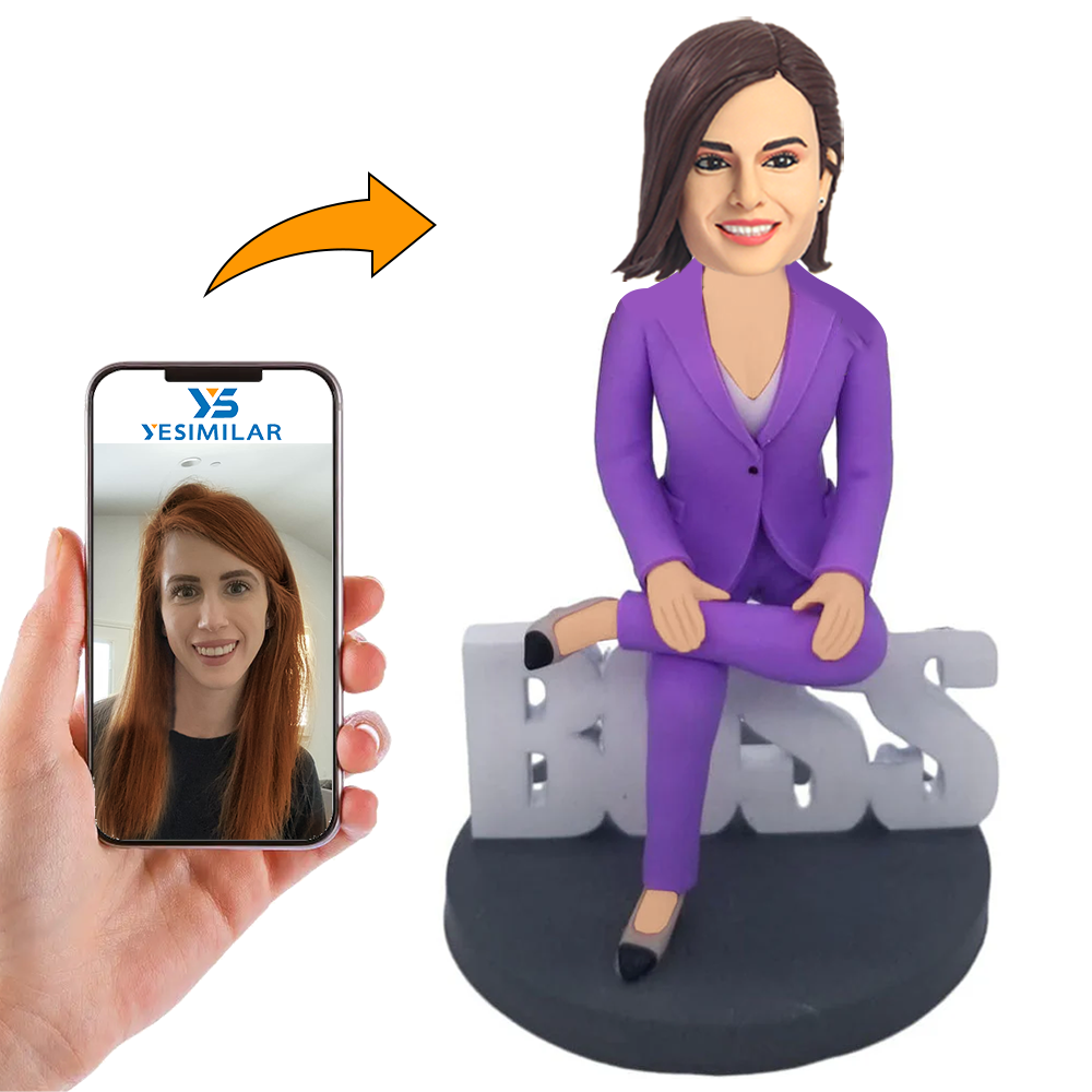 Purple Suit Female Boss Custom Bobbleheads