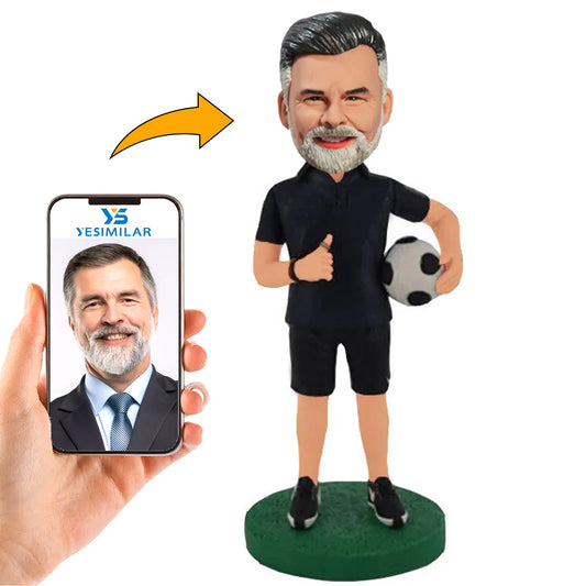 Red Suit Soccer Player Custom Bobbleheads Gifts
