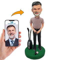 Pink Shirt Golf Player Custom Bobbleheads Personalized Gifts