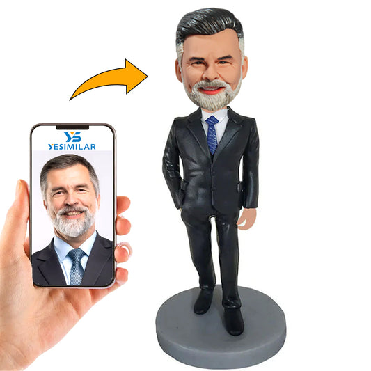 Business Man Hands in Pockets Custom Bobbleheads