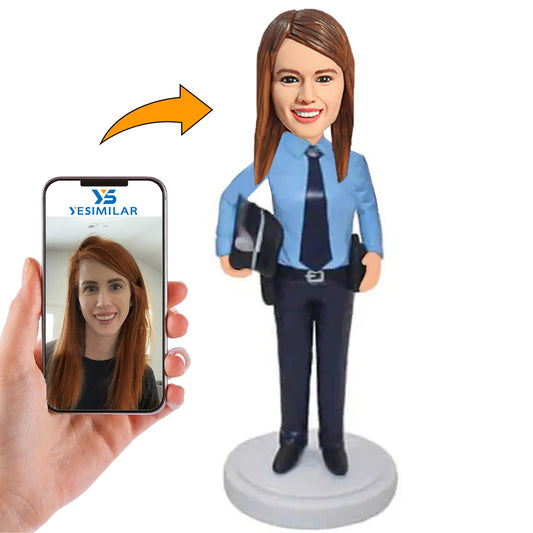Handcraft Female Police Officer with Equipment Custom Bobbleheads