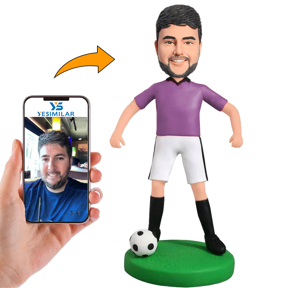 Cool White Shorts Soccer Player Custom Bobbleheads