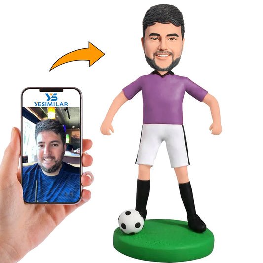 Cool White Shorts Soccer Player Custom Bobbleheads