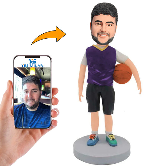 Purple Shirt Basketball Player Custom Bobbleheads